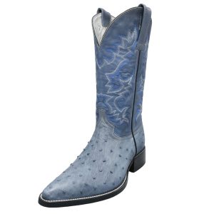Bota Avestruz Panza Punta 2X Azul Mezclilla